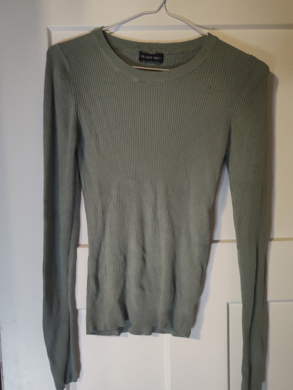 Streetwear Society Ribbed Long-Sleeve Tee in Sage Green